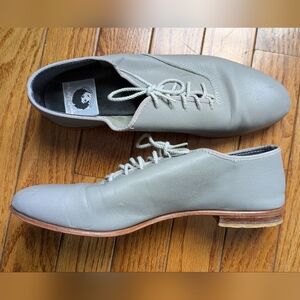 Vtg Capezio Women Leather Footlight Oxford Character Dance Shoe Sz 7.5 Baby Blue